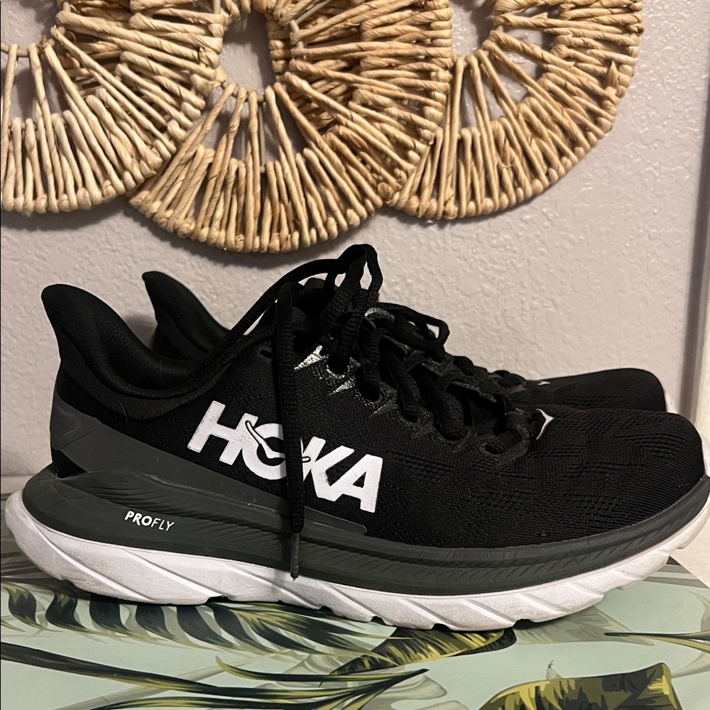 Hoka Black and Gray Athletic Shoes